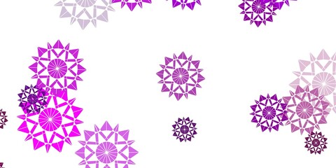 Light pink vector beautiful snowflakes backdrop with flowers.