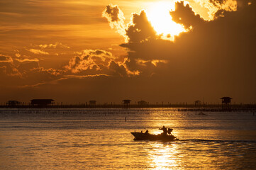 
Beautiful Ocean Sunrise Seascape , Bangtaboon - Phetchaburi , Thailand.

