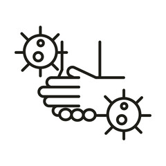 Obraz premium virus protection avoid touching hands infected line icon