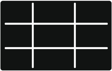 Photography Rule. Rule of thirds composition. Horizontal and vertical grid lines divide the composition horizontally and vertically on a 16 by 9 aspect ratio.