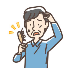 くしに毛が沢山ついていてびっくりする男性