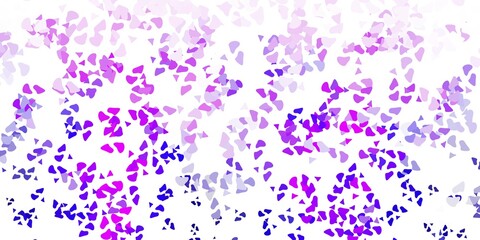 Light purple, pink vector texture with memphis shapes.