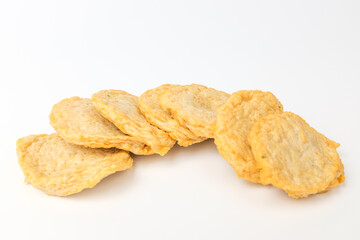 Thin fish cake on white background
