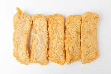 Thin fish cake on white background