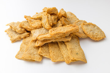 Thin fish cake on white background