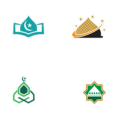 Fototapeta na wymiar Set islamic school Vector icon design illustration Template