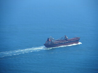 Naklejka premium Industrial Ship in Ocean Ariel View