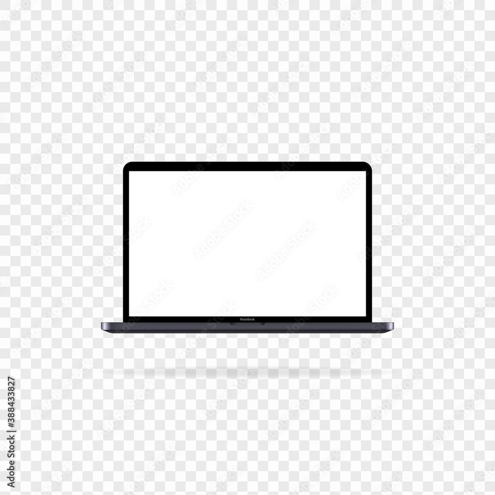 Poster modern laptop computer vector mockup isolated on transparent. laptop with blank screen. notebook ill