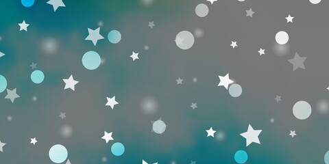 Light Blue, Green vector background with circles, stars.