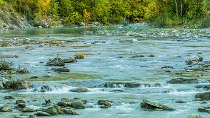 The beautiful mountain river that flows through the tiny town of Santa Sofia in central Italy is a paradise for mountain fishermen.