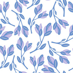 Seamless pattern with hand drawn tree branches on a white background. Doodle, simple illustration. It can be used for decoration of textile, paper and other surfaces.