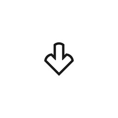 black rounded line arrow down icon. flat download sign isolated on white.