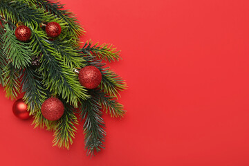 Beautiful Christmas composition on color background