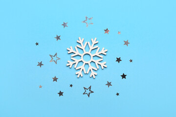 Beautiful Christmas composition on color background