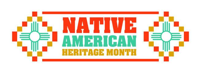 Native American Heritage Month.  American Indian Heritage Culture. November Annual Celebration in US. Tradition Ornament, Pattern, and Motif Vector Design.