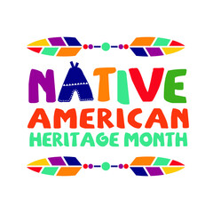 Native American Heritage Month.  American Indian Heritage Culture. November Annual Celebration in US. Tradition Ornament, Pattern, and Motif Vector Design.