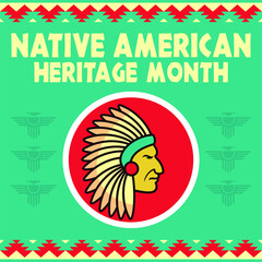 Fototapeta na wymiar Native American Heritage Month. American Indian Heritage Culture. November Annual Celebration in US. Tradition Ornament, Pattern, and Motif Vector Design.