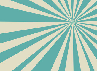 Sunlight wide retro faded background. Pale blue and beige color burst background.