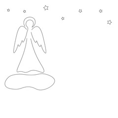 Christmas background. Angel with stars. Vector illustration