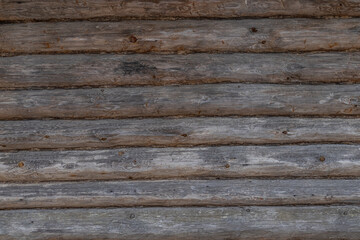 Obraz premium the texture of an old wooden Board. The wall of an old house, sheathed in boards.