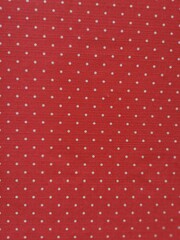 White polka dots on red background
