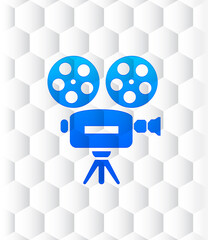 Video camera icon hexagon seamless pattern abstract white background