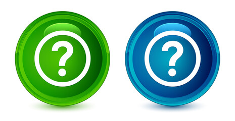 Question icon artistic shiny glossy blue and green round button set