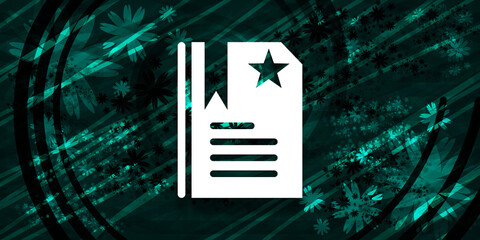 Bookmark icon floral emerald green banner background natural design illustration