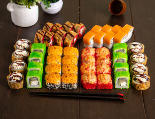 japanese sushi rolls set colourful