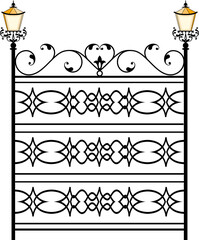 Wrought Iron Gate With Lamp Design