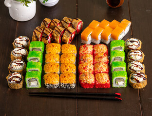japanese sushi rolls set colourful