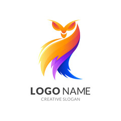 owl logo design with 3d colorful style