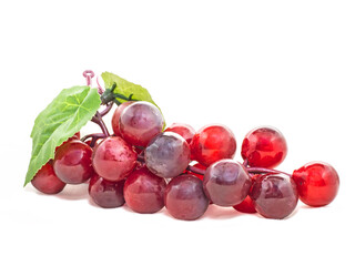 Bunch of Red Grape isolated on white background.