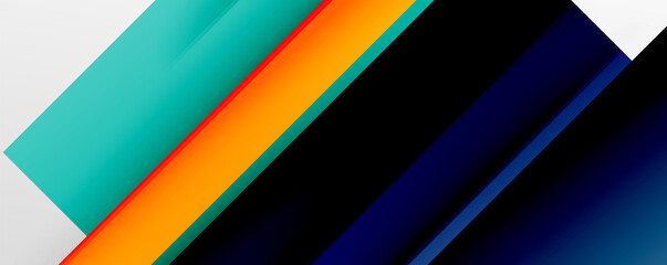 Geometric abstract backgrounds with shadow lines, modern forms, rectangles, squares and fluid gradients. Bright colorful stripes cool backdrops