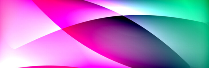 Fluid gradient neon color waves, vector abstract background