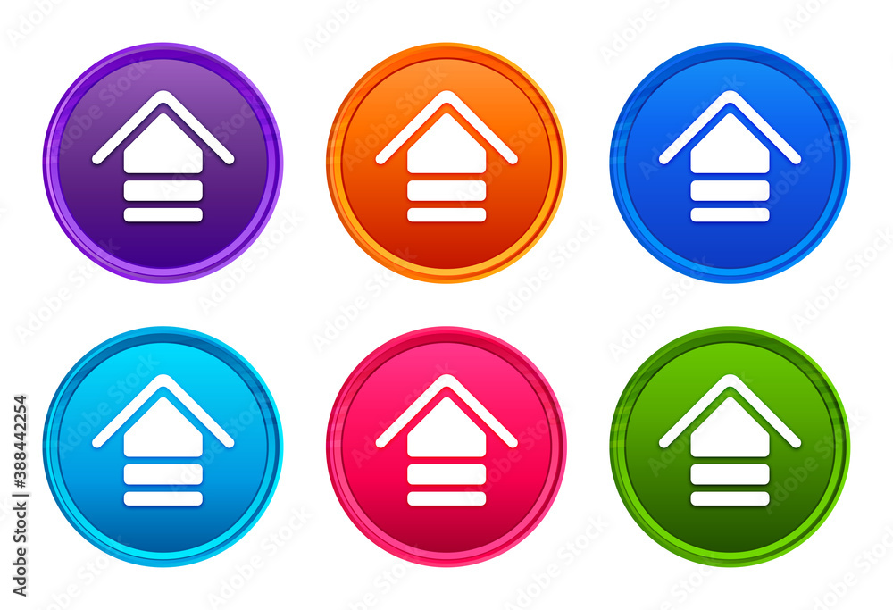 Wall mural upload icon luxury bright round button set 6 color vector