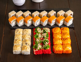 japanese sushi rolls set colourful