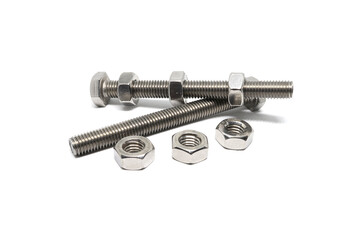 Nuts and bolts isolated on a white background