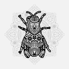 Vector illustration of a Insect mandala for coloring book. Insect Mandala for Silhouette Cameo and Cricut.