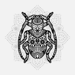Vector illustration of a Insect mandala for coloring book. Insect Mandala for Silhouette Cameo and Cricut.
