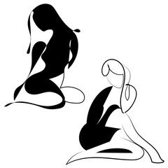 The contours of the girls in the abstract