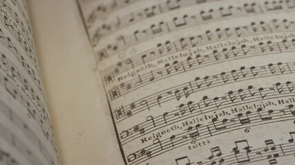 Handel's Messiah 1st edition printing from the 1700's viewing the music and words of Hallelujah.