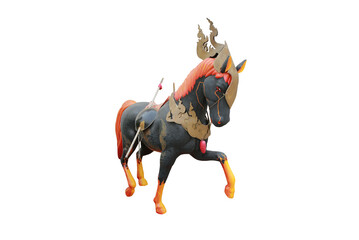 Horse or warhorse statue isolated on white background. - obrazy, fototapety, plakaty