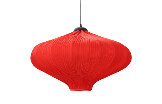 Chinese red paper lamp lantern hanging isolated on white background.