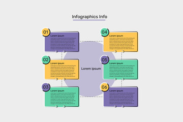 info graphics business  6 steps vector design illustration