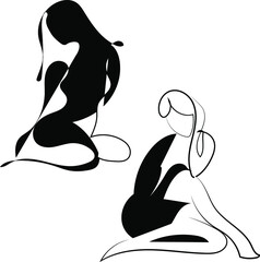 The contours of the girls in the abstract