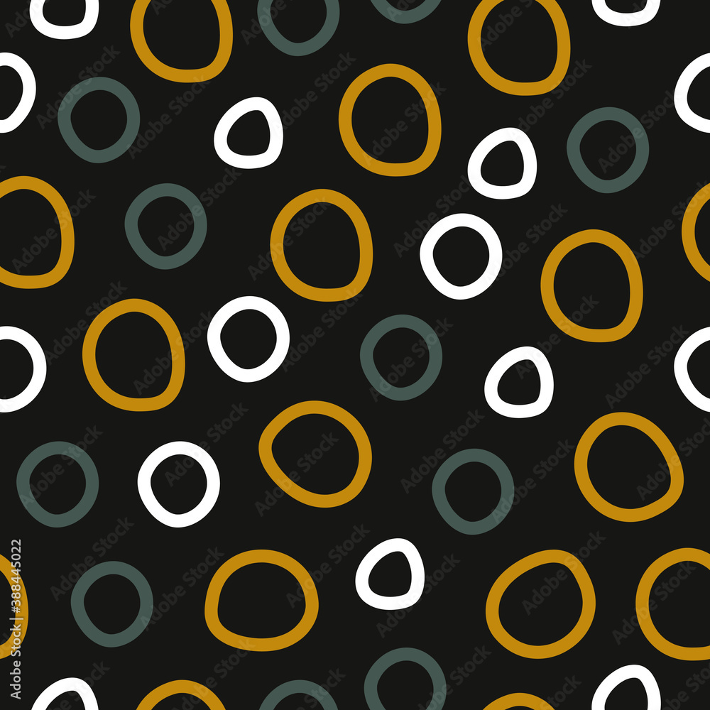 Poster Vector seamless pattern with doodle circles. Modern abstract backdrop in flat style for textile, wallpaper, clothes, wrapping paper