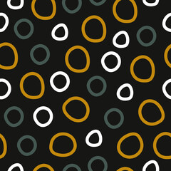 Vector seamless pattern with doodle circles. Modern abstract backdrop in flat style for textile, wallpaper, clothes, wrapping paper