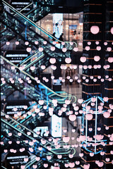 shopping center lighting scenery, garland lamps, light design