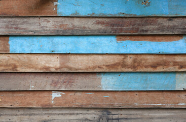 Retro and old painted on wood plank wall texture background.